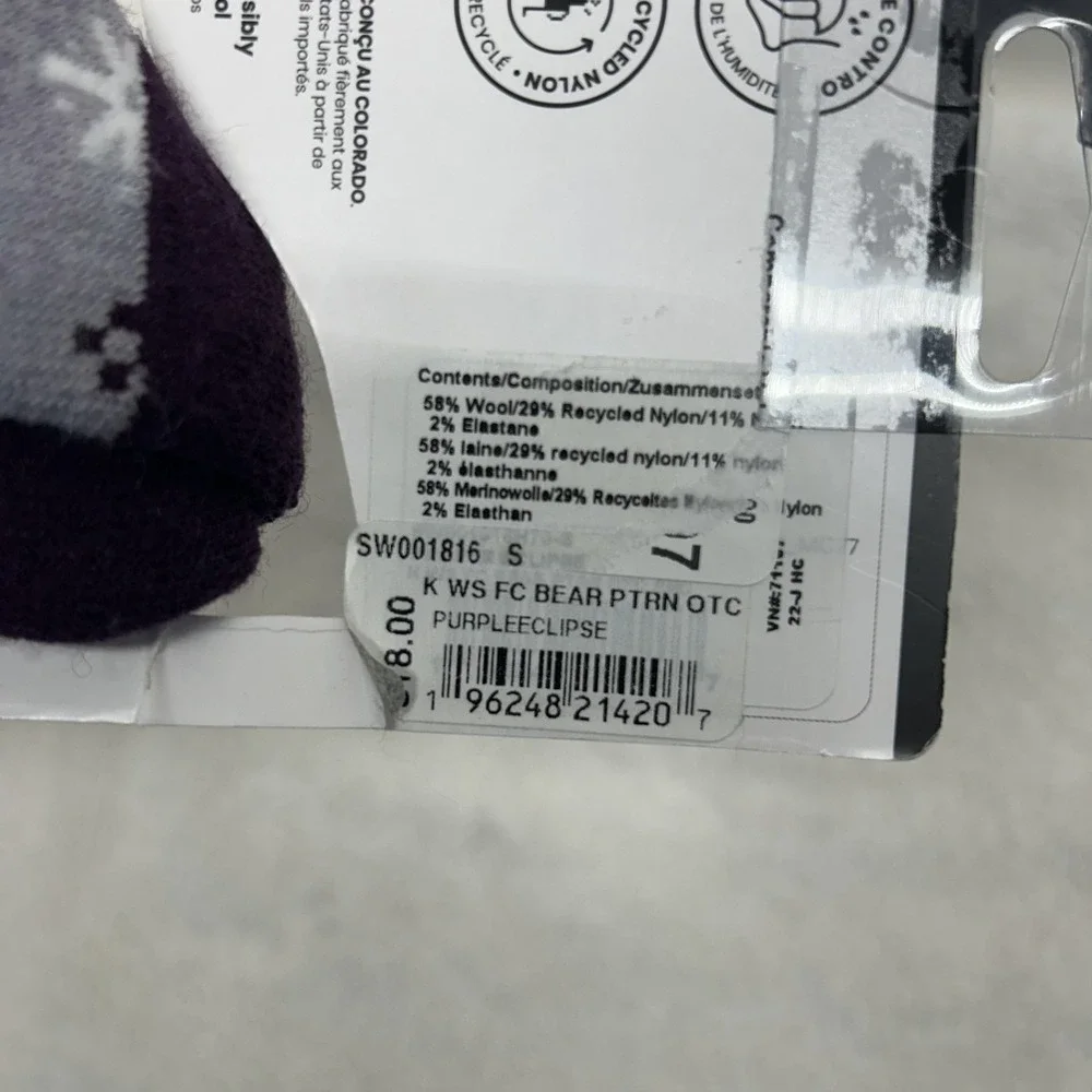 Smartwool Kids Size S Gray Wintersport Full Cushion Bear Pattern Calf Socks